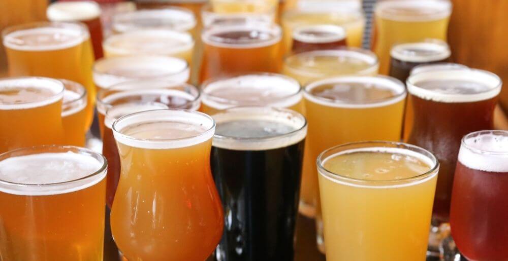 Row of Different Styles of Craft Beer